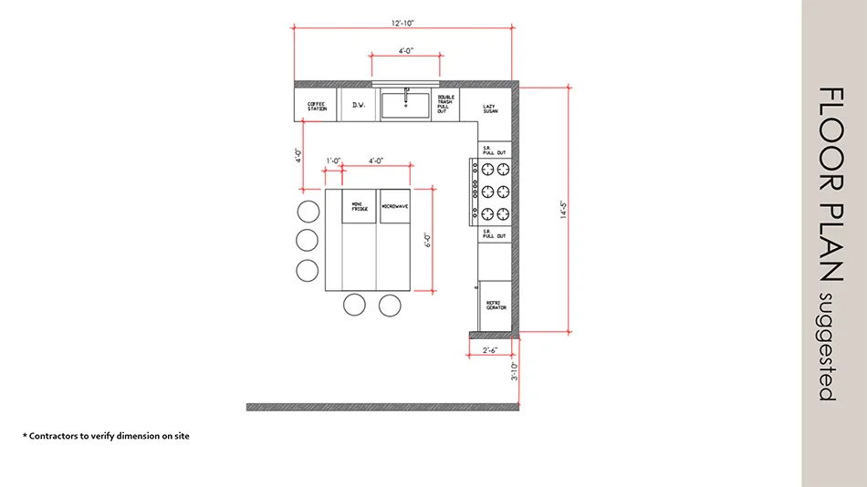 floor-plan Kitchen remodeling project in El Paso, TX by ROI Kitchen Creations